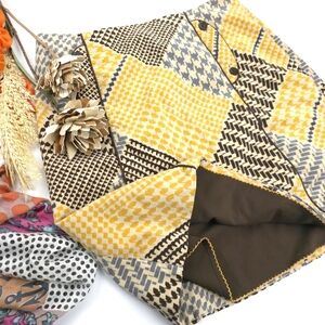 Maeve Yellow and Brown Patterned Skirt